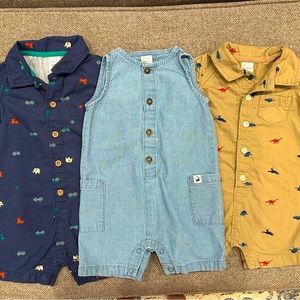 Lot of 3 Infant Boys Carter’s Rompers Sz 9 - 12 Mo ☀️Spring/Summer ☀️